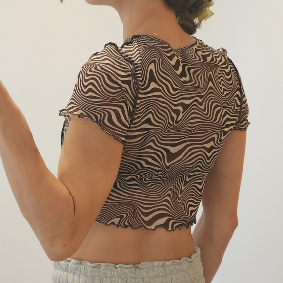 H&M mesh stripped crop top size S - Picture 2 of 2